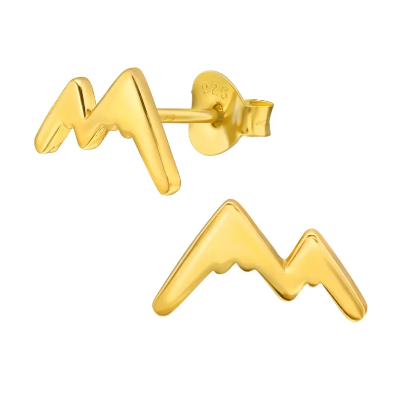 Sterling Silver 18k Gold-Plated Mountain Stud Earrings sold by Zulily