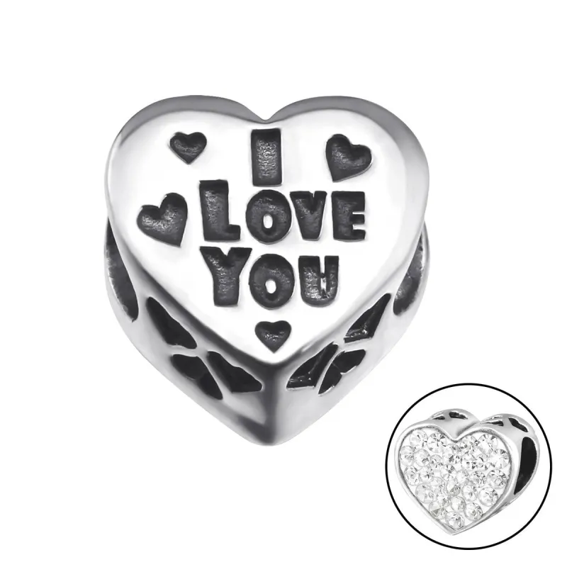 Sterling Silver Cubic Zirconia I Love You Heart Charm sold by Zulily