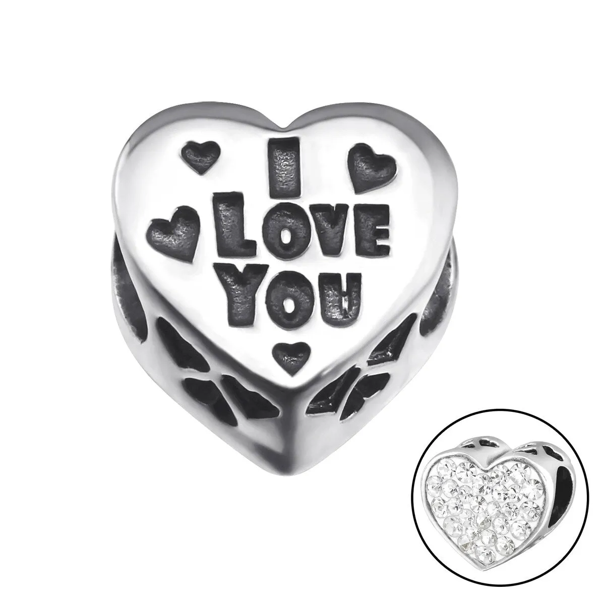 Sterling Silver Cubic Zirconia I Love You Heart Charm sold by Zulily