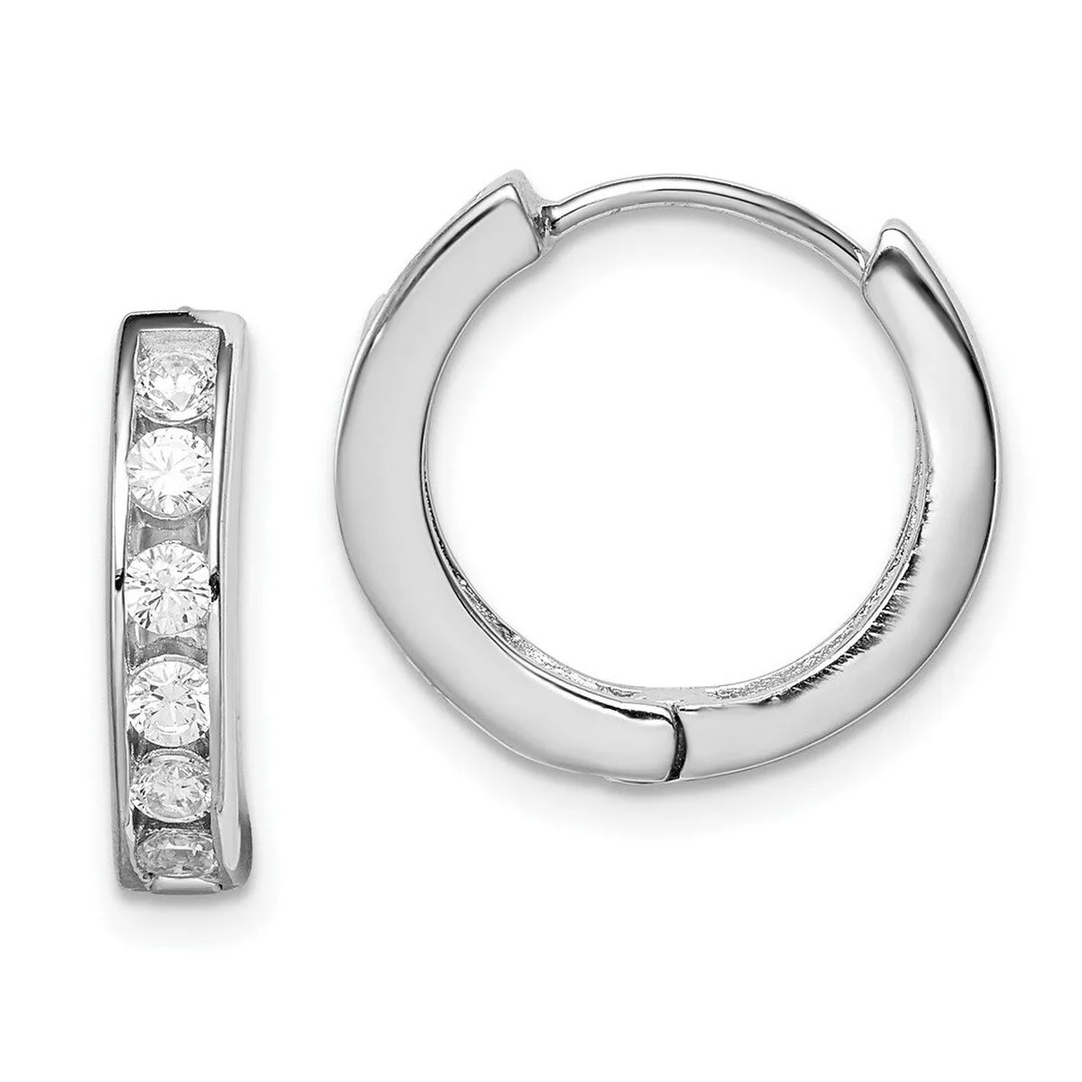 Curata 925 Sterling Silver 17x15mm Hinged Hoop Cubic Zirconia Hoop Earrings sold by Zulily