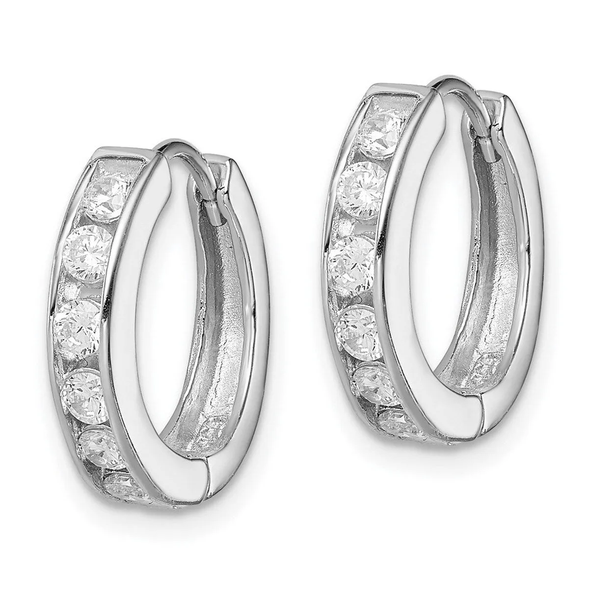 Curata 925 Sterling Silver 17x15mm Hinged Hoop Cubic Zirconia Hoop Earrings sold by Zulily product image thumbnail 3