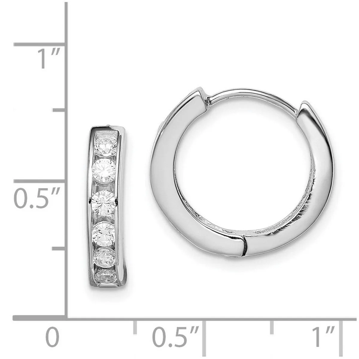 Curata 925 Sterling Silver 17x15mm Hinged Hoop Cubic Zirconia Hoop Earrings sold by Zulily product image thumbnail 2