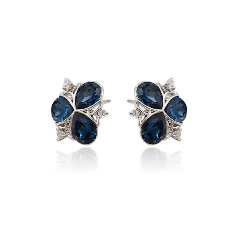 Silvertone Montana Swarovski Crystal Flower Stud Earrings sold by Zulily