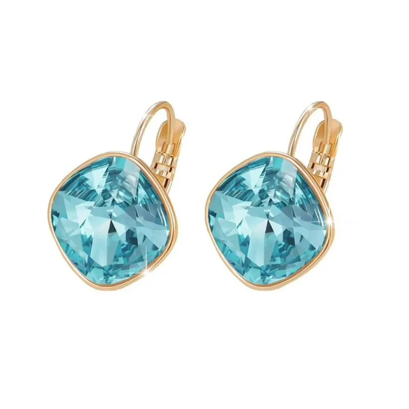Goldtone & Cushion Cut Crystal Leverback Earrings sold by Zulily