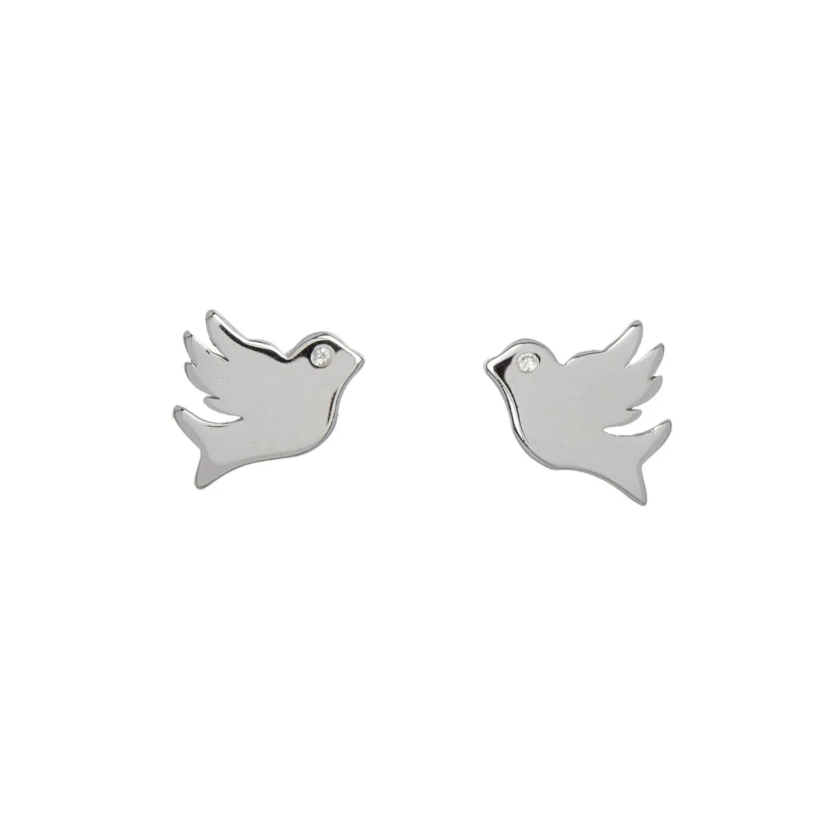 Cubic Zirconia & Sterling Silver Dove Stud Earrings sold by Zulily