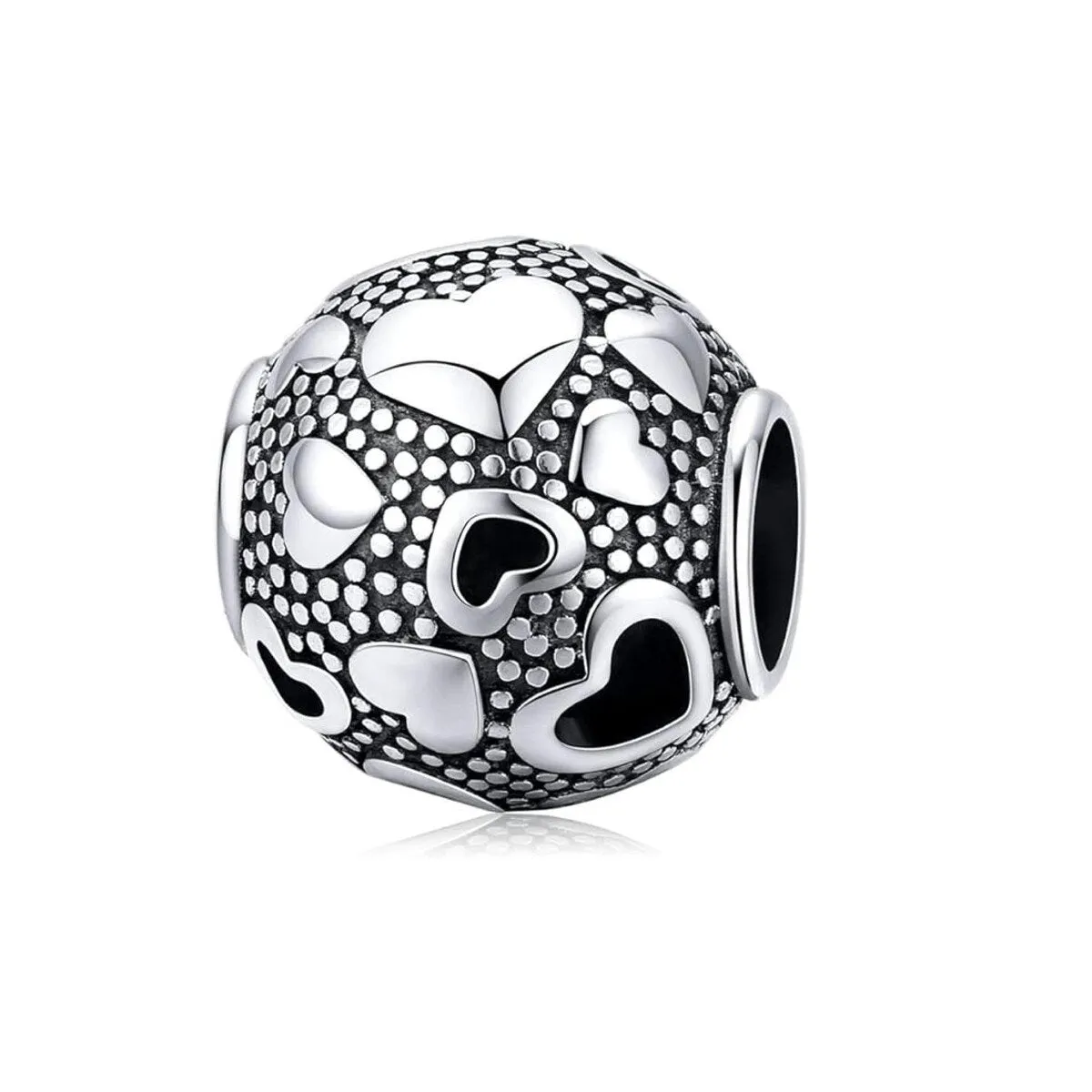 Sterling Silver Dotted Hearts Bracelet Charm sold by Zulily