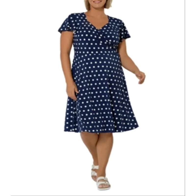 Leota Women's Floral Print Dress Blue Size 2X sold by Zulily