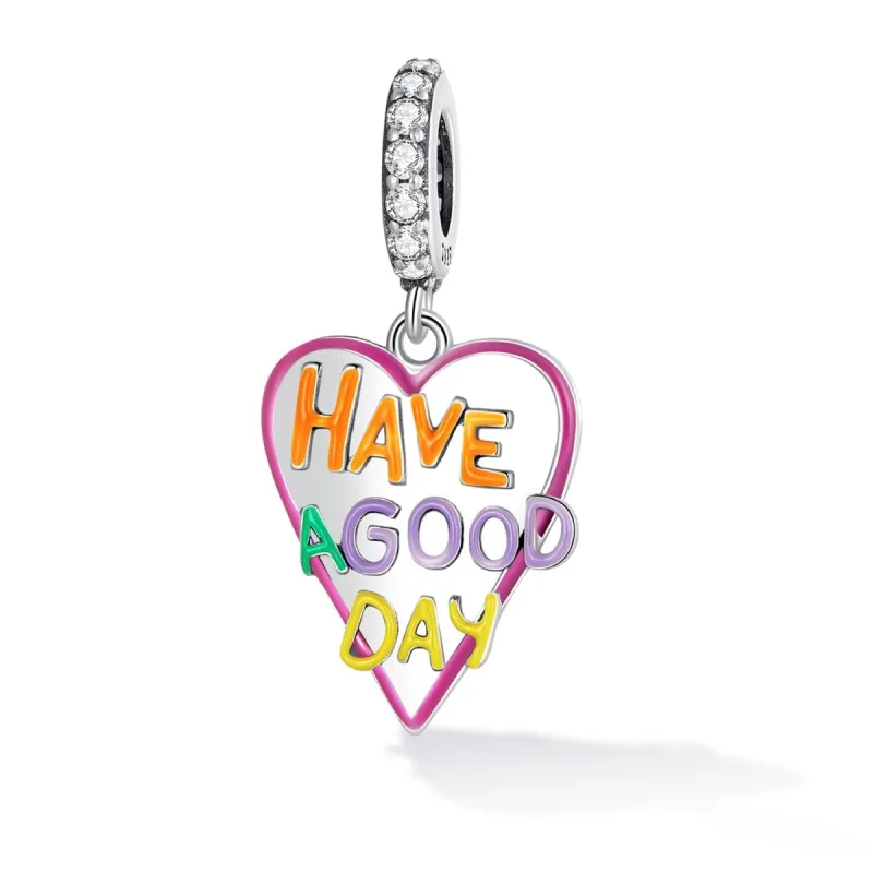 Sterling Silver Multi Colored Heart Have A Good Day Dangle Charm sold by Zulily