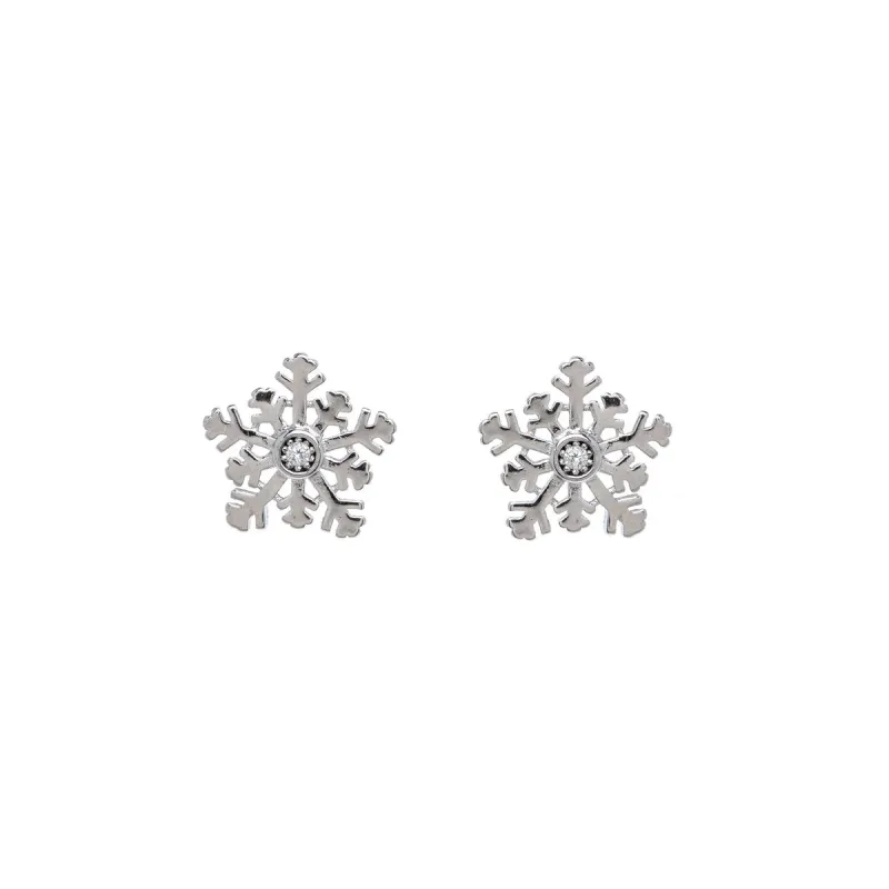 Sterling Silver & CZ Snowflake Stud Earrings sold by Zulily