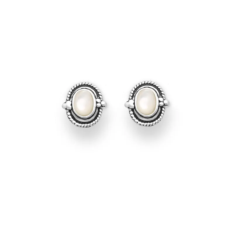 Sterling Silver White Oval Stud Earrings sold by Zulily