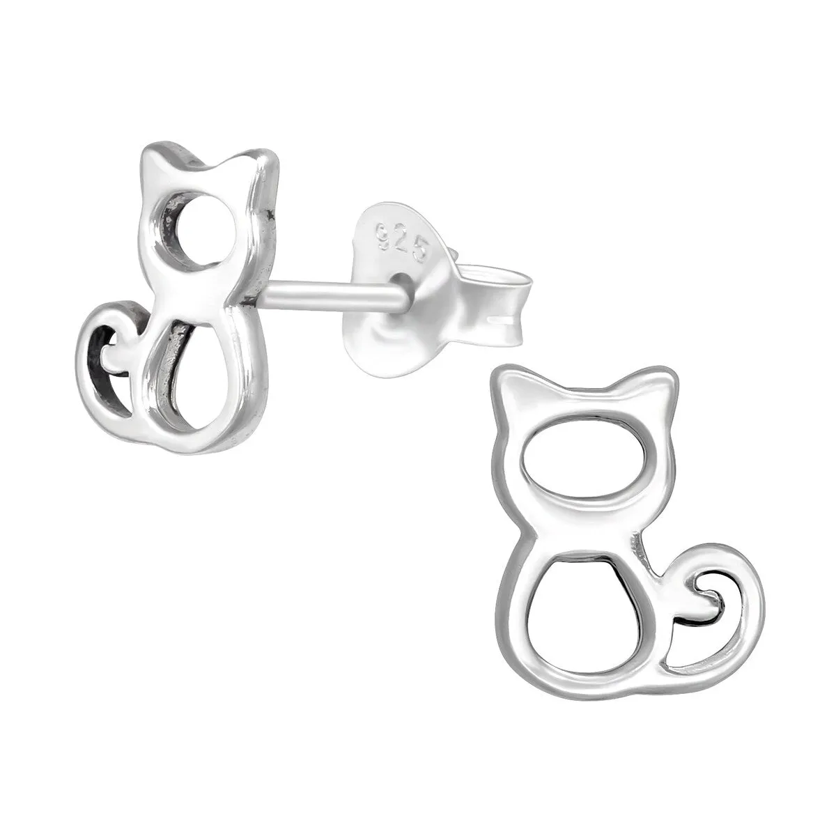 Sterling Silver Open Kitten Stud Earrings sold by Zulily