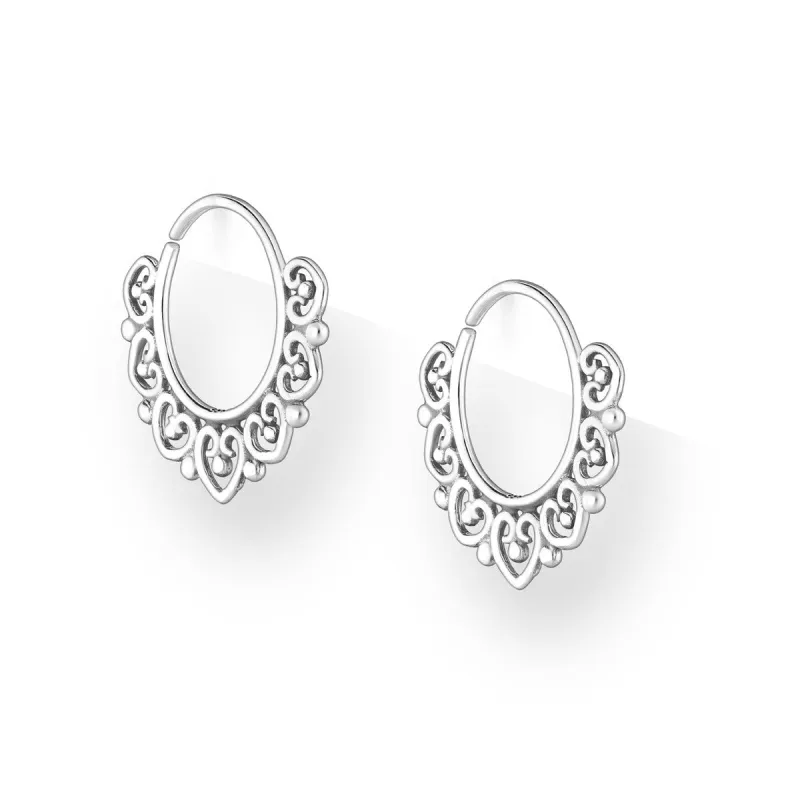 Sterling Silver Swirled Heart Hoop Earrings sold by Zulily