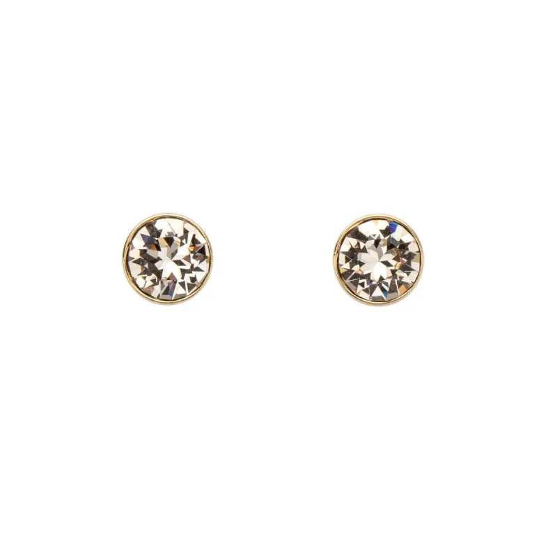 Goldtone Circular Crystal Everyday Classic Stud Earrings sold by Zulily
