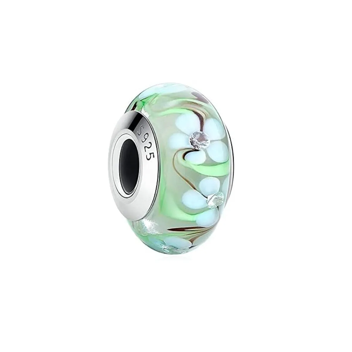 Sterling Silver Light Green & Blue Floral Bracelet Charm sold by Zulily