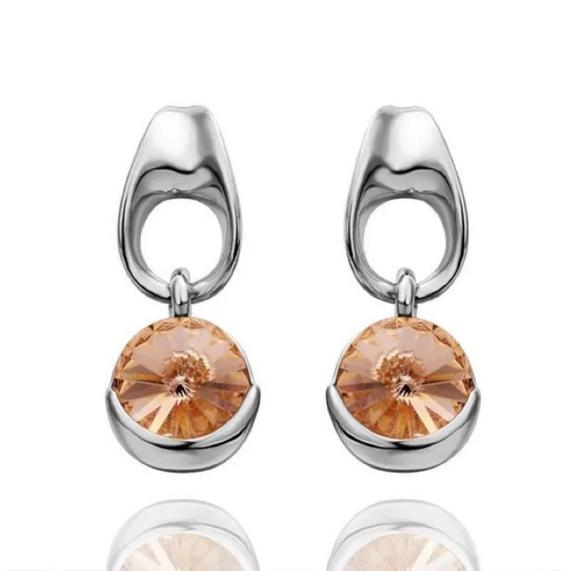 Silvertone Peach Swarovski Crystals Drop Earrings sold by Zulily