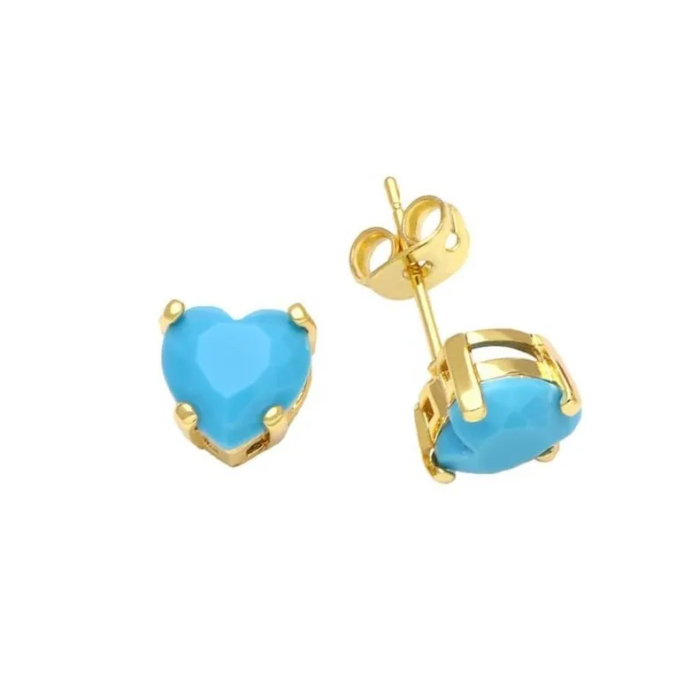 Goldtone Turquoise Heart Stud Earrings in Sterling silver sold by Zulily