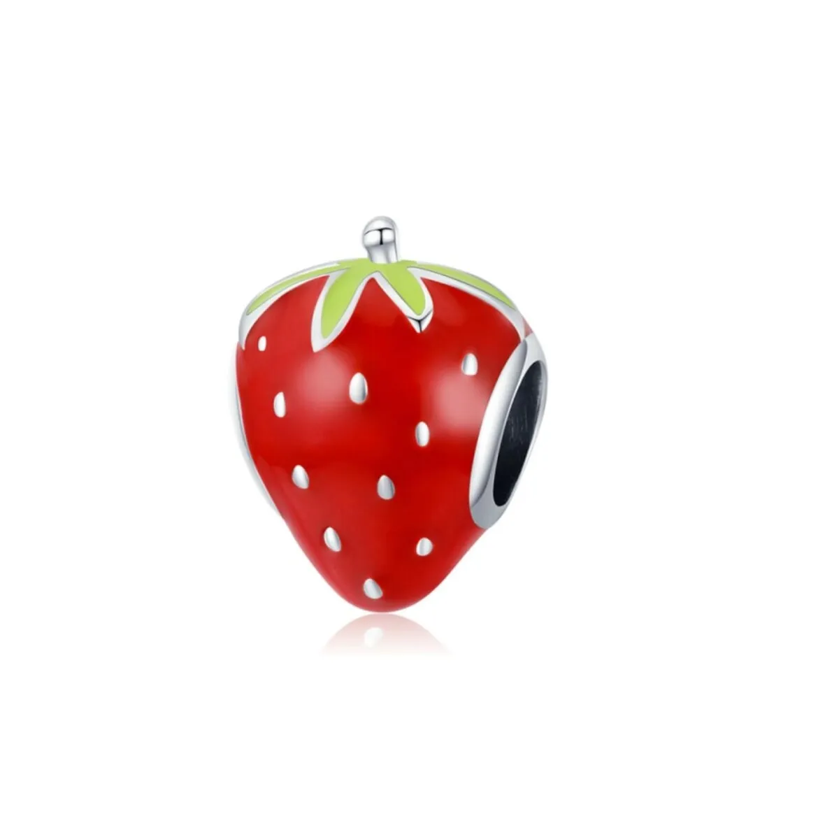 Sterling Silver Red Enamel Strawberry Charm sold by Zulily