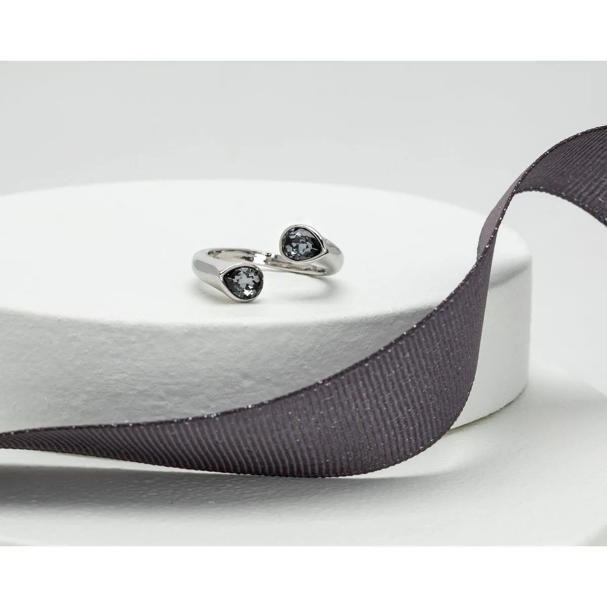 Silvernight Swarovski Crystal Teardrop Bypass Ring sold by Zulily