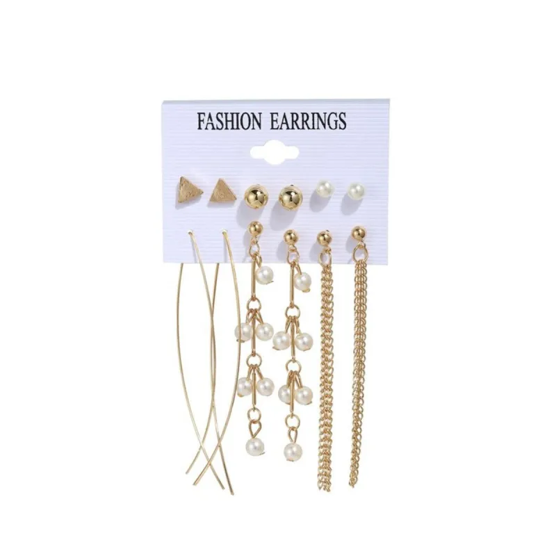 Goldtone & Imitation Pearl Stud And Drop Set Of 6 Earrings sold by Zulily
