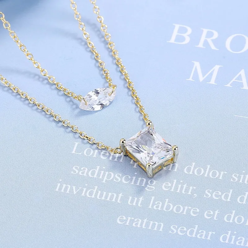 14K Gold Layered Pendant Necklace with crystals from Swarovski - Gold/Clear sold by Zulily