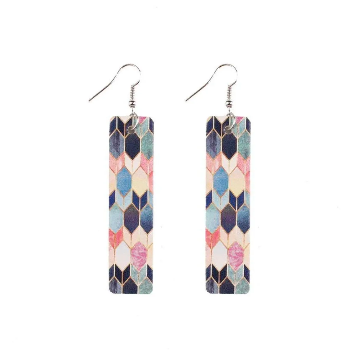 Multi Coloured Patterned Rectangular Drop Earrings sold by Zulily
