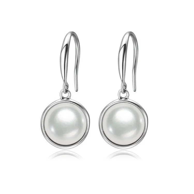 White Freshwater Pearl Circular Drop Earrings sold by Zulily
