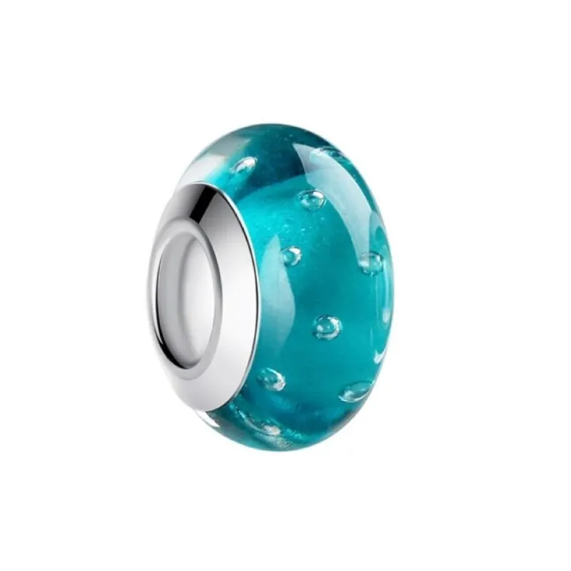 Sterling Silver Turquoise Dotted Glass Bead Charm sold by Zulily