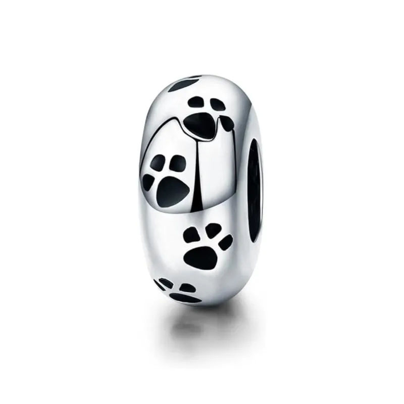 Sterling Silver & Black Paw Prints Bracelet Charm sold by Zulily