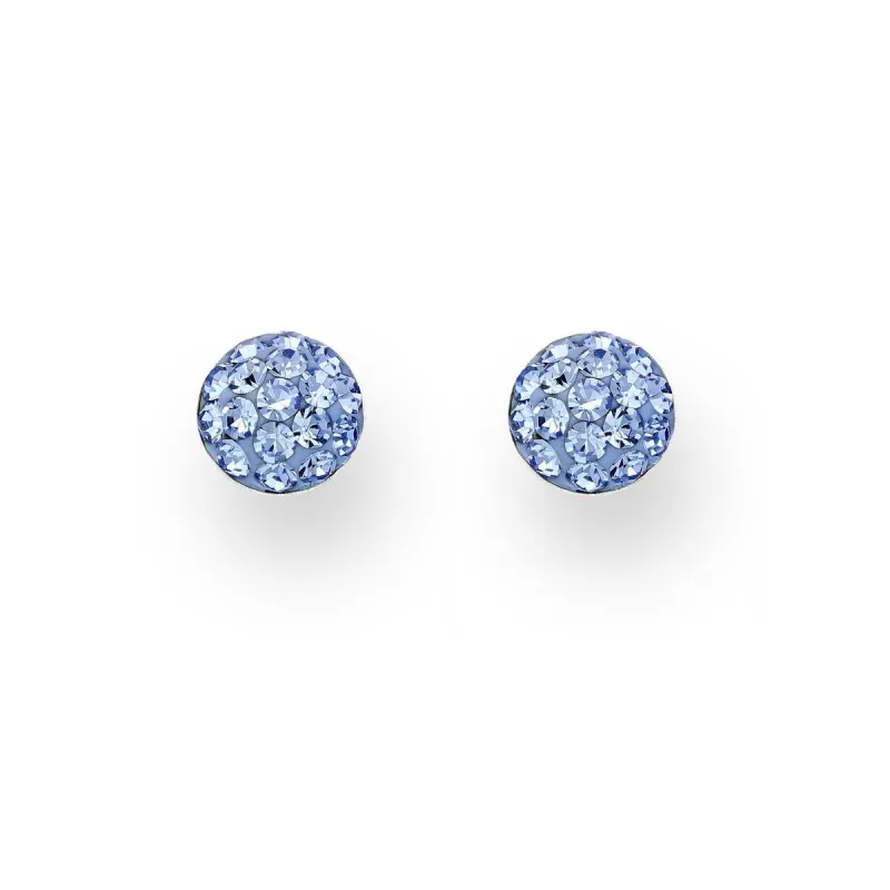 Sterling Silver Light Blue Cubic Zirconia Pave Circular Stud Earrings sold by Zulily