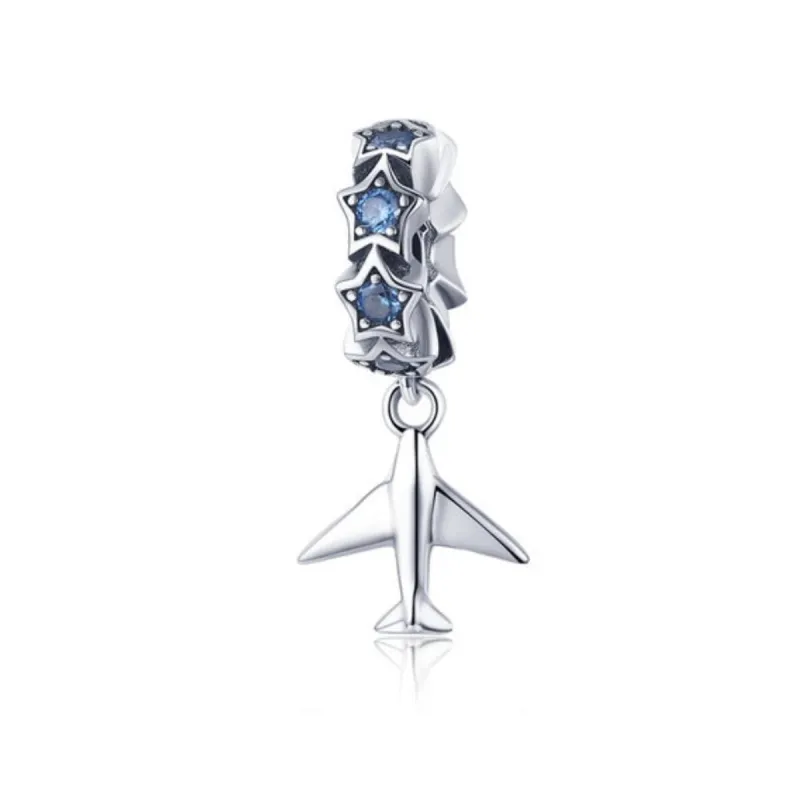 Sterling Silver Blue Cubic Zirconia Stars And Airplane Charm sold by Zulily