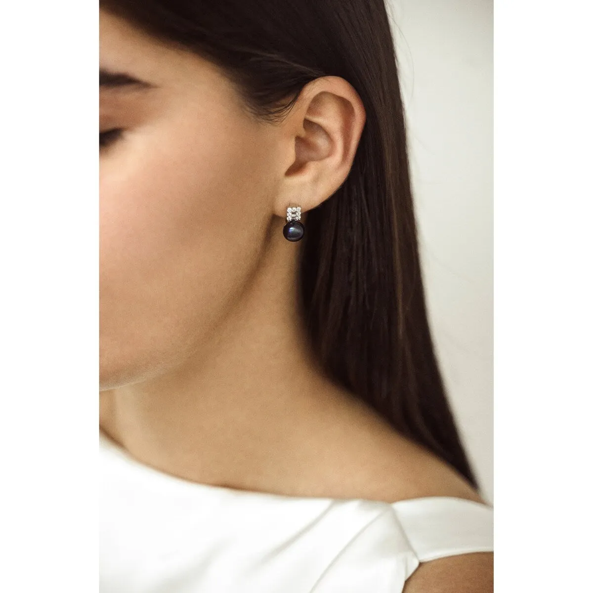 Black Freshwater Pearl & Sterling Silver Stud Earrings sold by Zulily product image thumbnail 2