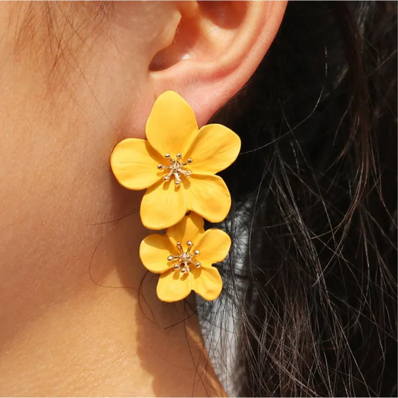 Yellow Goldtone Plumeria Drop Earrings sold by Zulily