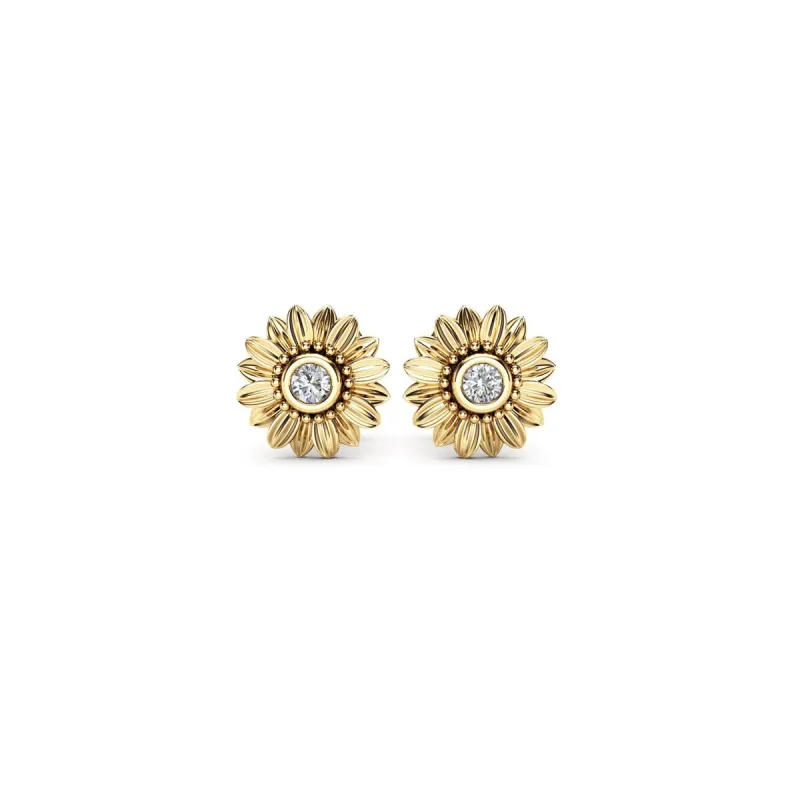 Goldtone Swarovski Crystals Sunflower Stud Earrings made by Zulily