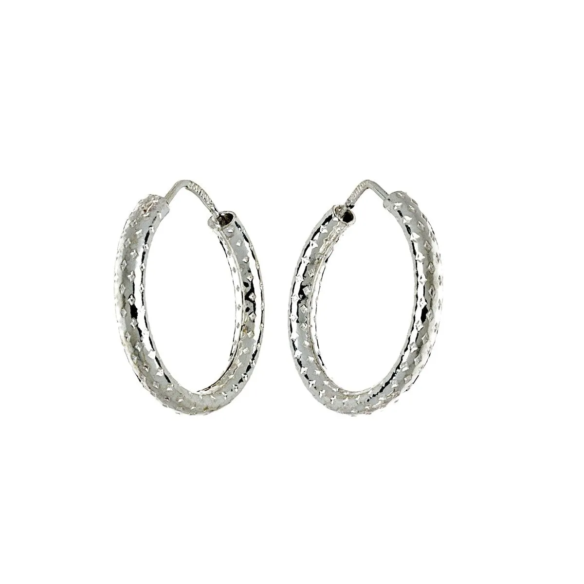 Sterling Silver Textured Huggie Hoop Earrings sold by Zulily