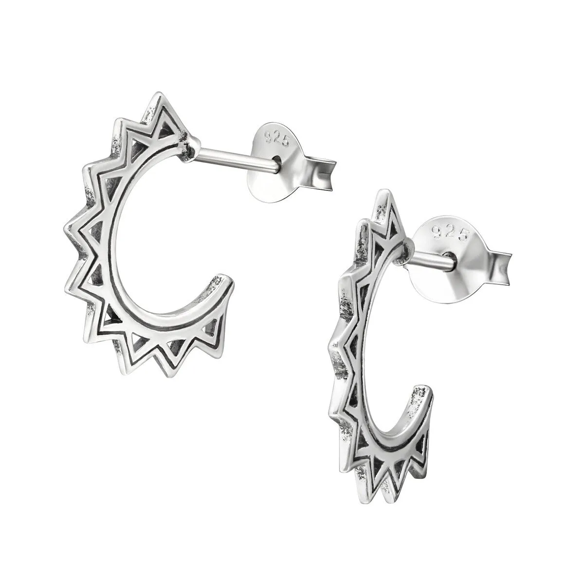 Sterling Silver Spiked Hoop Earrings sold by Zulily
