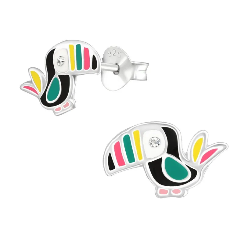 Sterling Silver & Cubic Zirconia Multi-Colored Enamel Bird Stud Earrings sold by Zulily