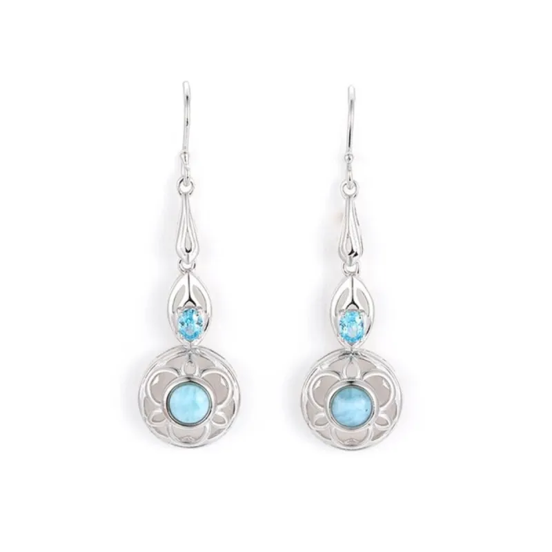 Sky Blue Larimar & Sterling Silver Cutout Drop Earrings sold by Zulily
