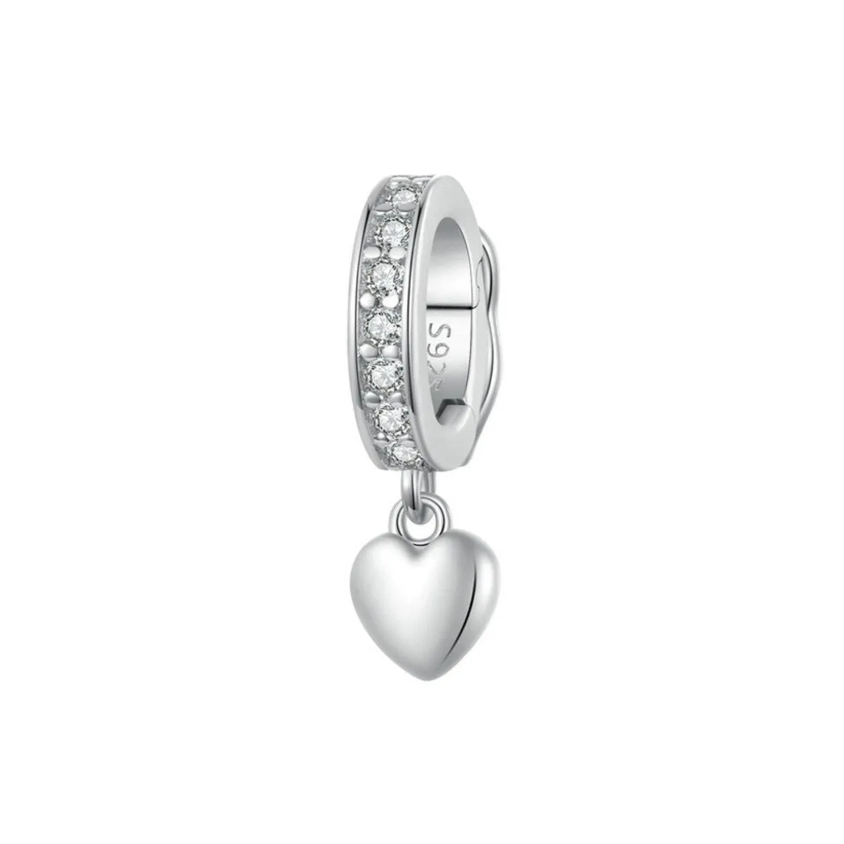 Cubic Zirconia & Sterling Silver Pavé Heart Charm sold by Zulily