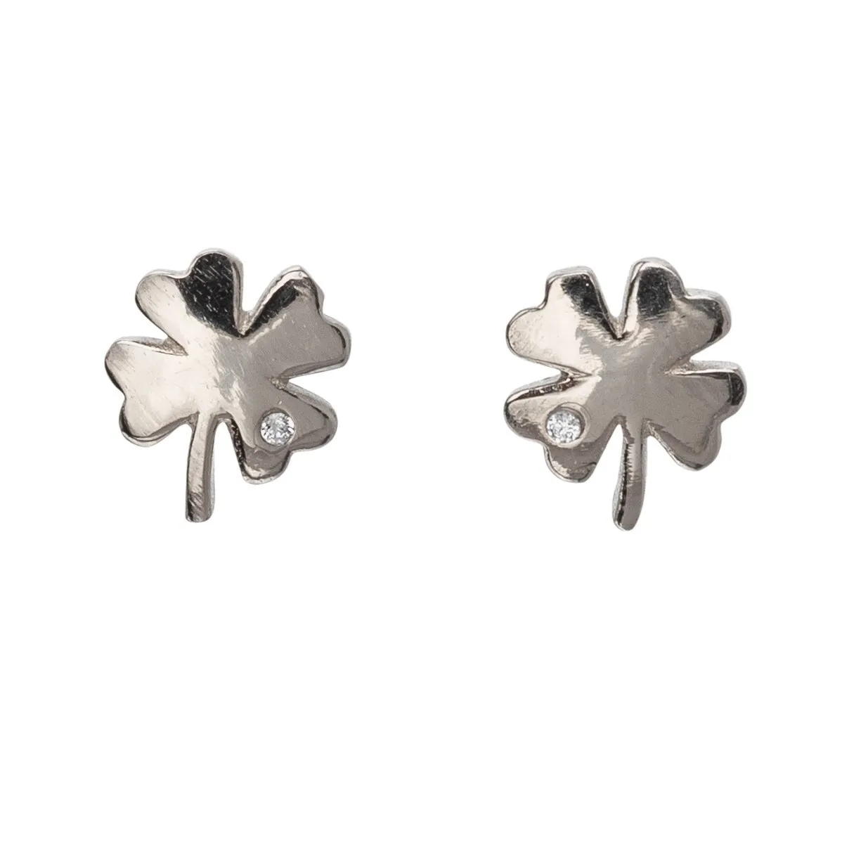 Sterling Silver Cubic Zirconia Clover Stud Earrings sold by Zulily
