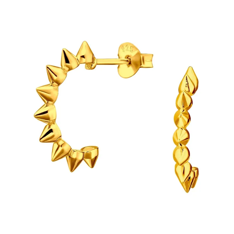 Gold Plated Sterling Silver Spiked Hoop Earrings sold by Zulily