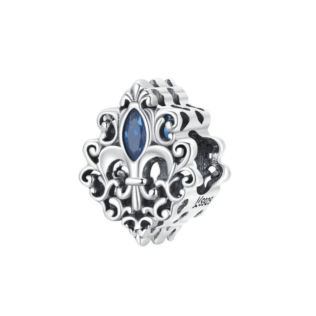 Blue Cubic Zirconia & Sterling Silver Fleur De Lis Charm sold by Zulily