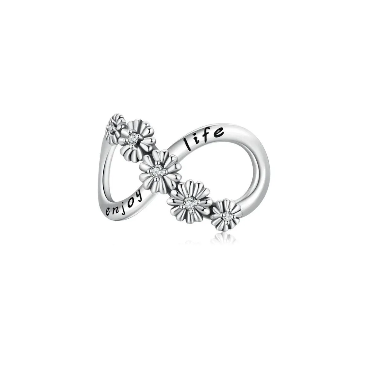 Cubic Zirconia & Sterling Silver 'Enjoy Life' Infinity Charm sold by Zulily