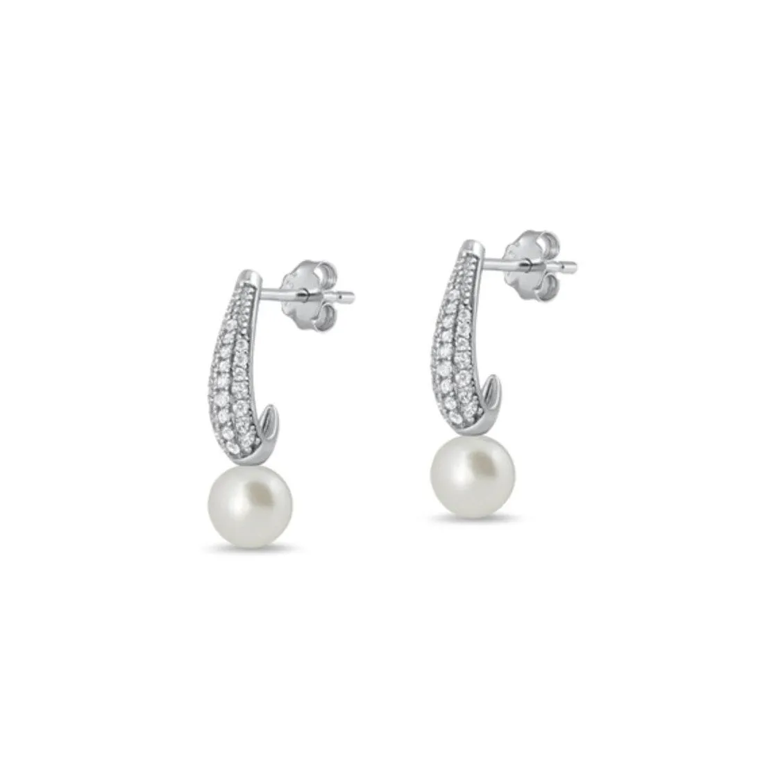 Sterling Silver & Cubic Zirconia Drop Earrings with Pearl sold by Zulily