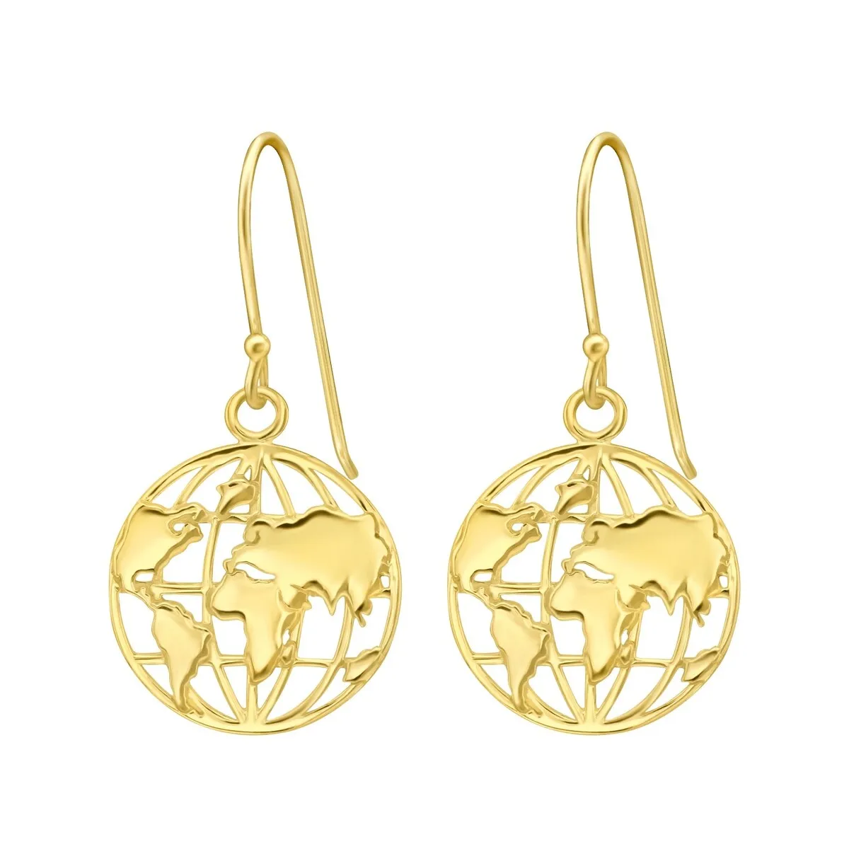 Sterling Silver 18k Gold-Plated World Map Drop Earrings sold by Zulily