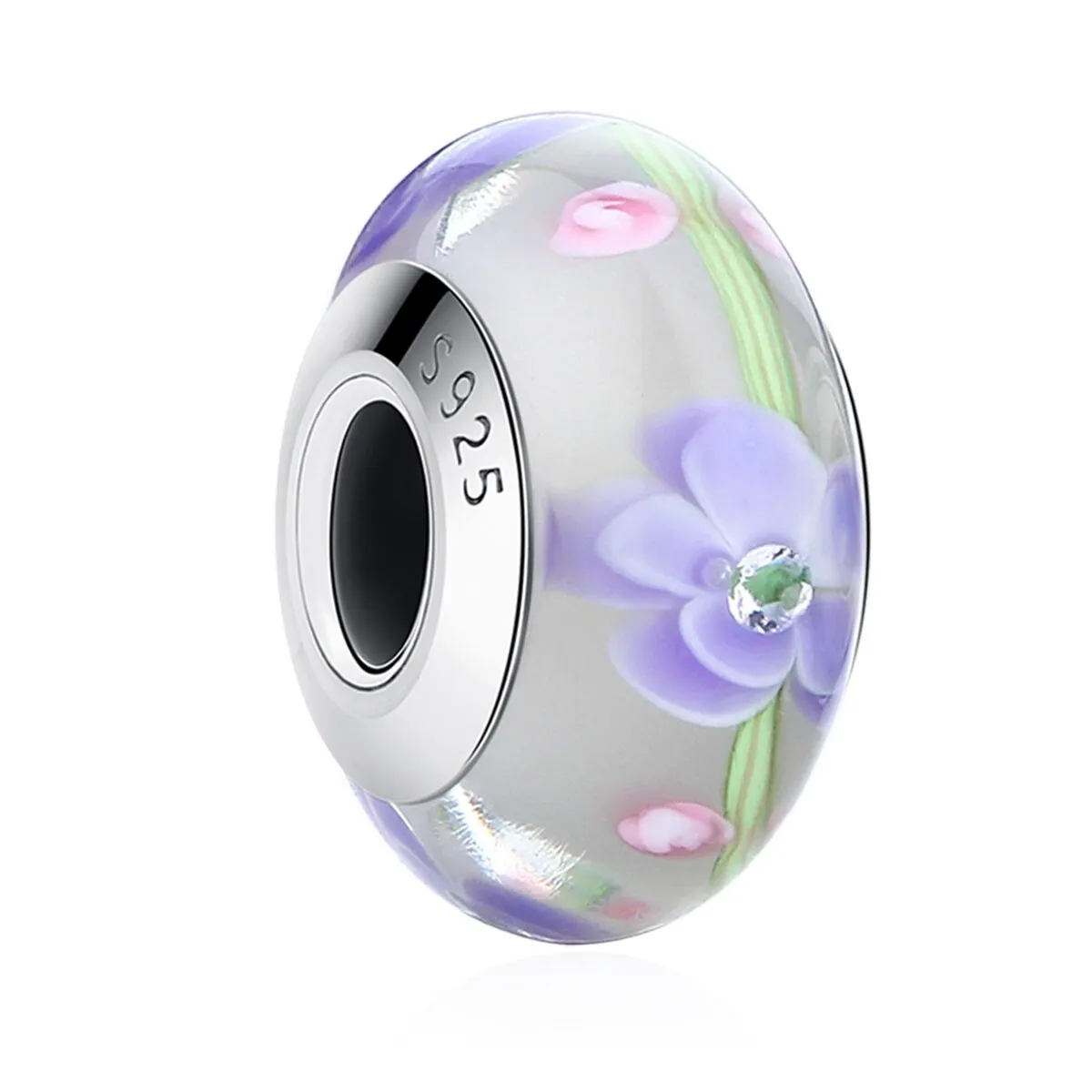 Sterling Silver & Glass Floral Spacer Bead Charm sold by Zulily