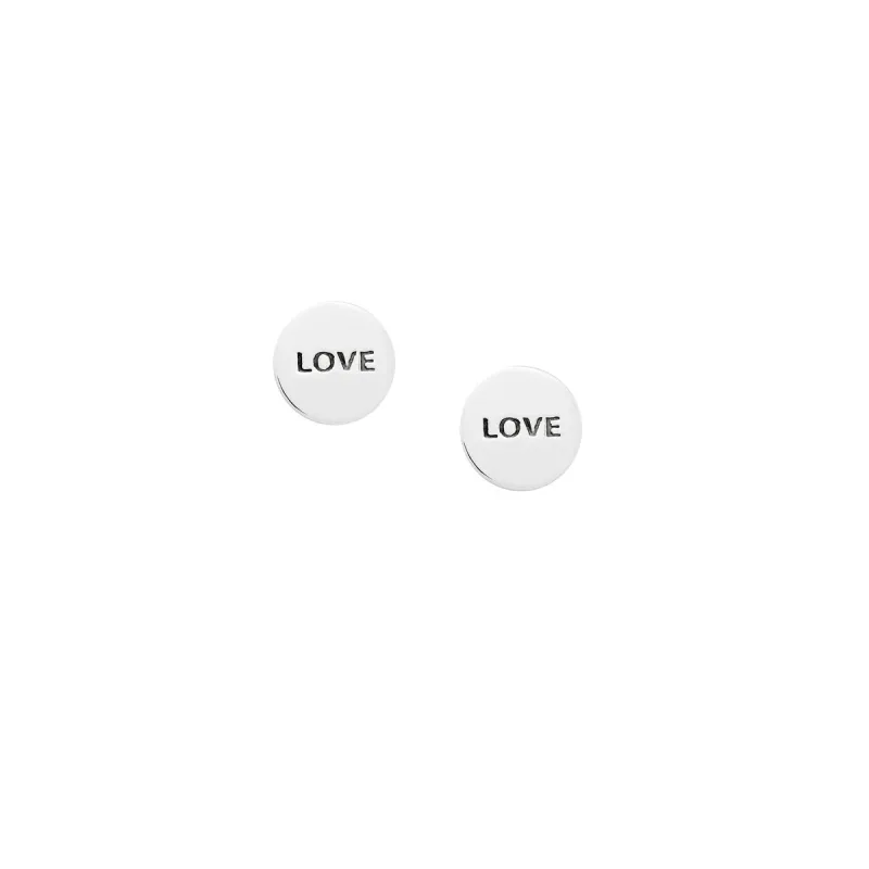 Sterling Silver Circular Love Stud Earrings sold by Zulily