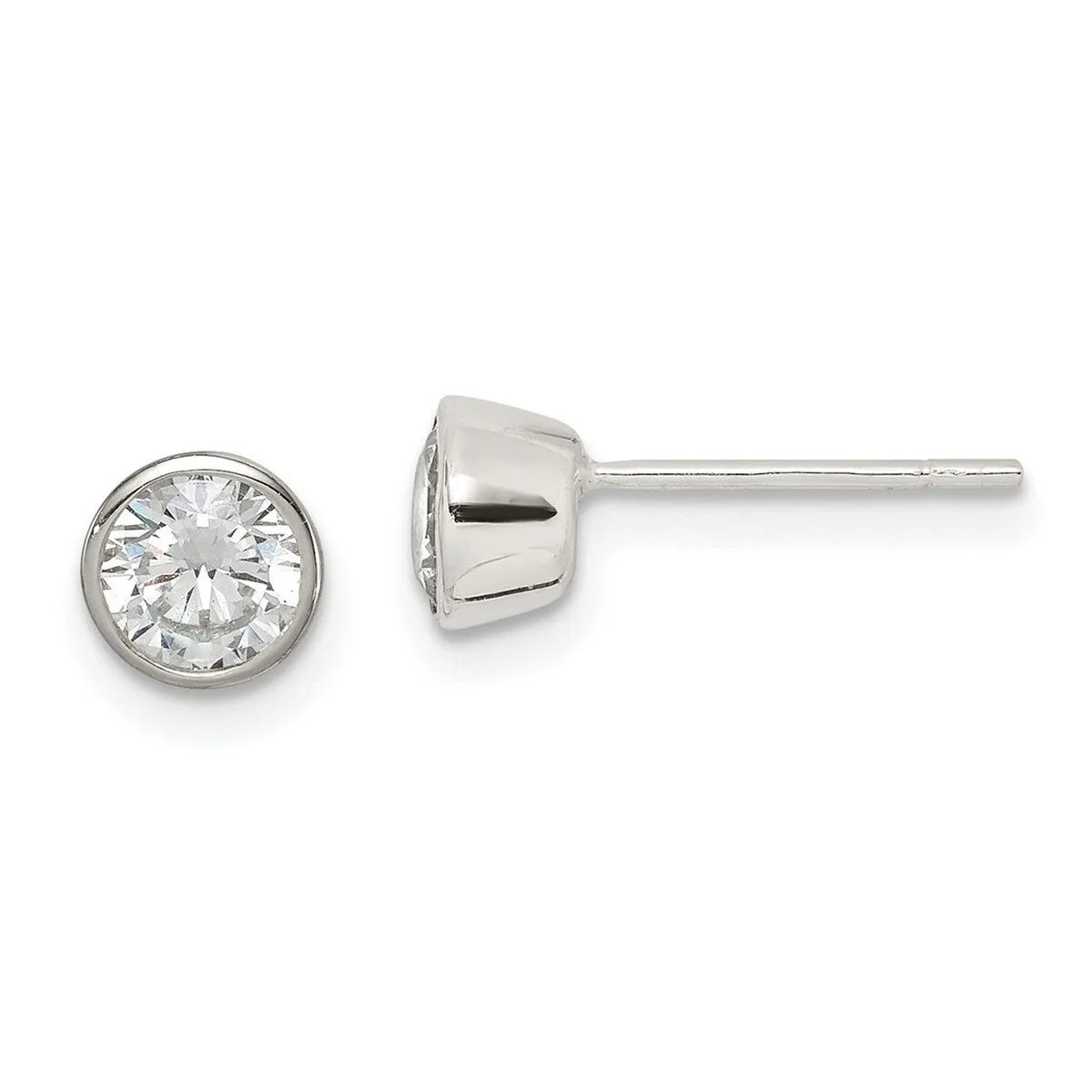 Curata 925 Sterling Silver Polished 5x5mm Round Cubic Zirconia Post Bezel Stud Earrings sold by Zulily