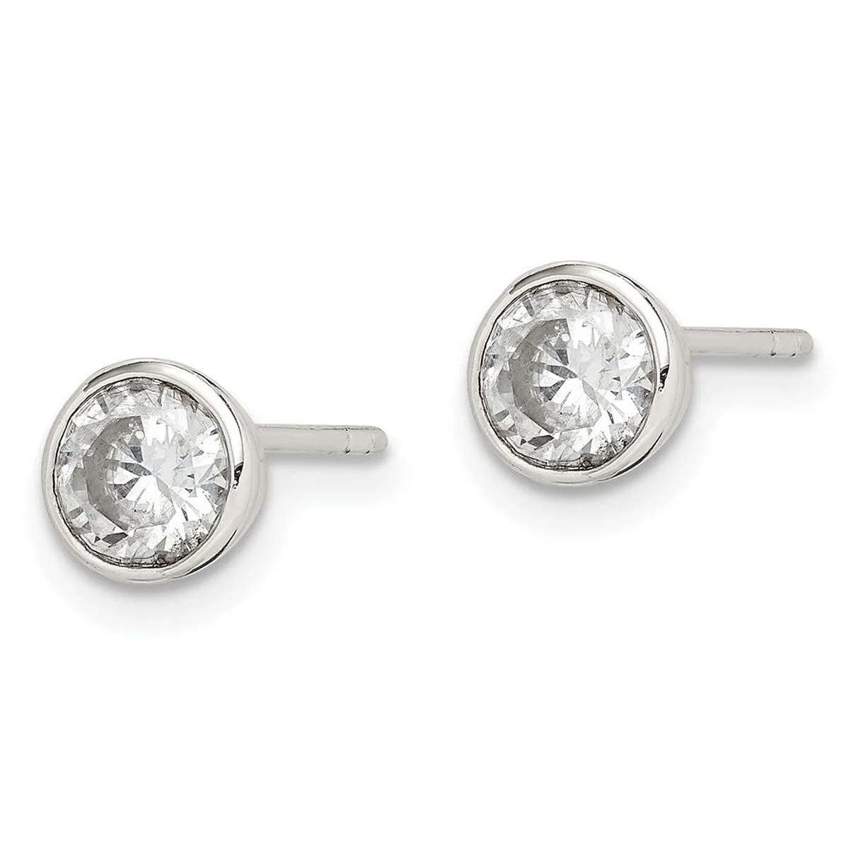 Curata 925 Sterling Silver Polished 5x5mm Round Cubic Zirconia Post Bezel Stud Earrings sold by Zulily product image thumbnail 3