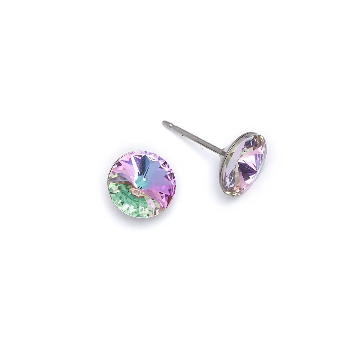 Silvertone Round Stud Earrings with Swarovski Crystal sold by Zulily