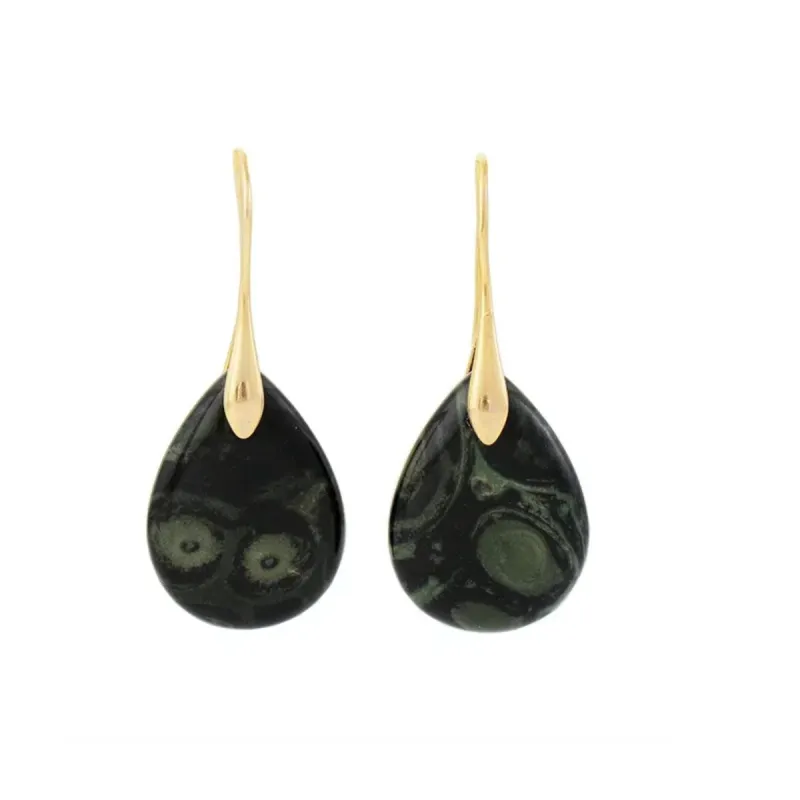 Goldtone & Black Jasper Gemstone Teardrop Drop Earrings sold by Zulily